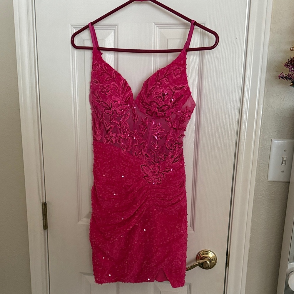 Amazon Hot Pink Sequin Mini Dress